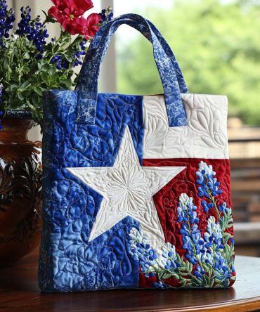 Bluebonnet Rustic Charm Quilted Tote Bag