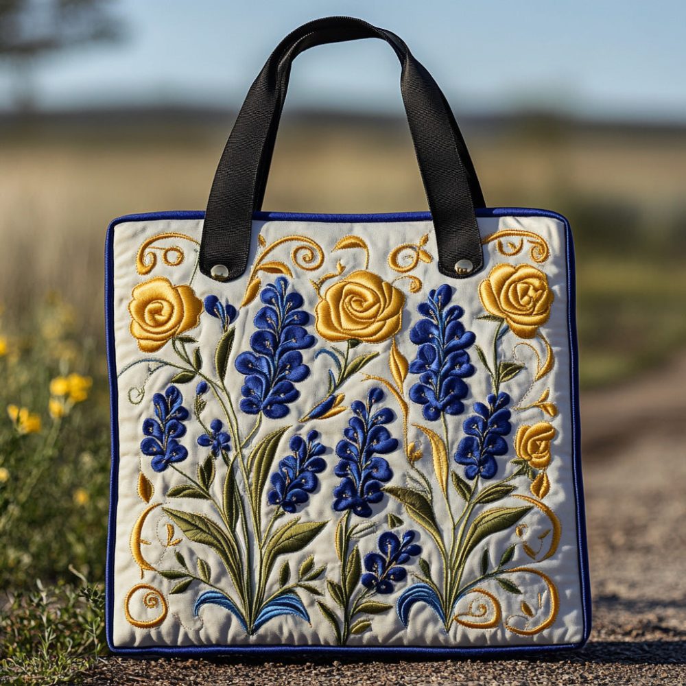 Bluebonnet Song Quilted Tote Bag