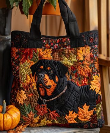 Bold Rottweiler Quilted Tote Bag