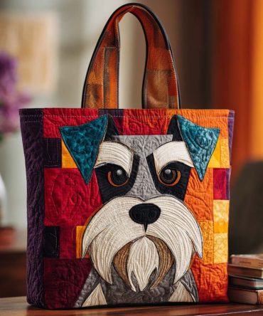 Bold Schnauzer Style Quilted Tote Bag