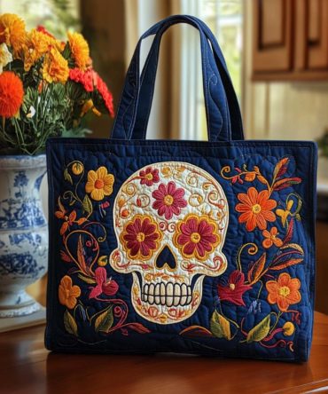 Bone Vibe Quilted Tote Bag