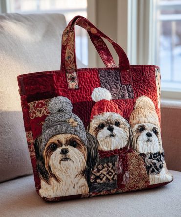 Bonnet Shih Tzu Quilted Tote Bag