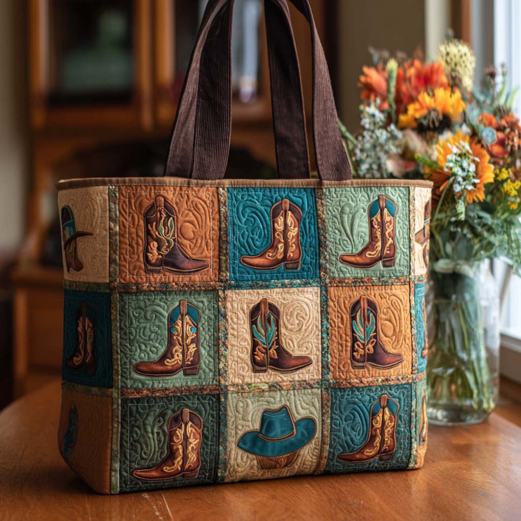 Boots And Hats Quilted Tote Bag