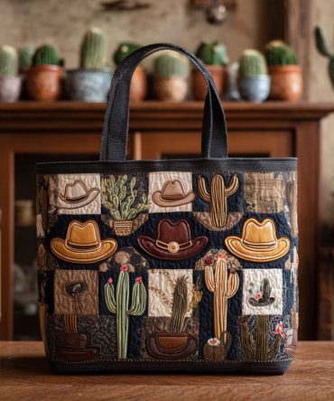 Boots In Bloom Quilted Tote Bag