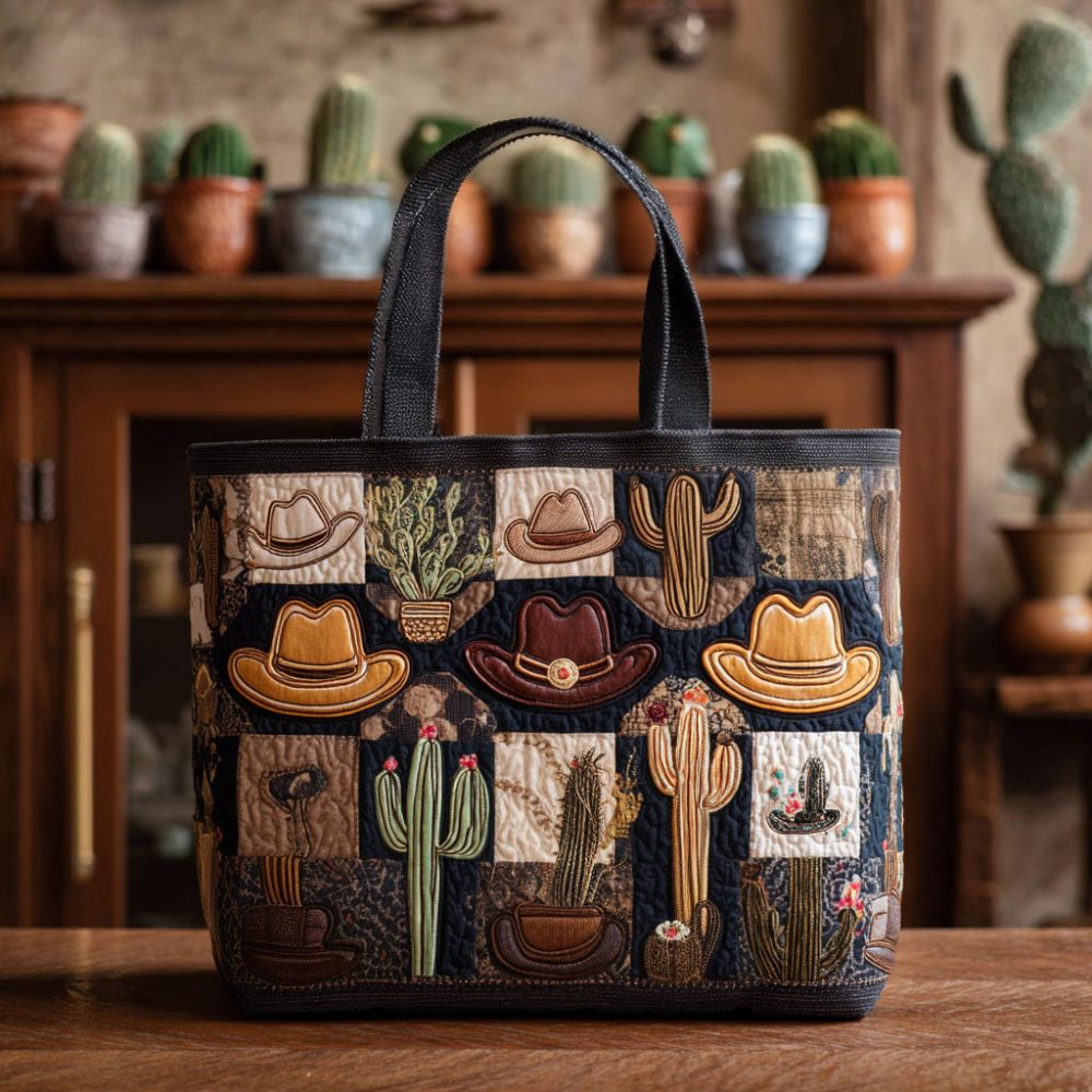 Boots In Bloom Quilted Tote Bag