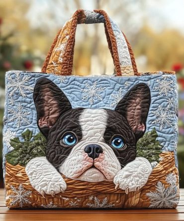 Boston Terrier Glow Quilted Tote Bag