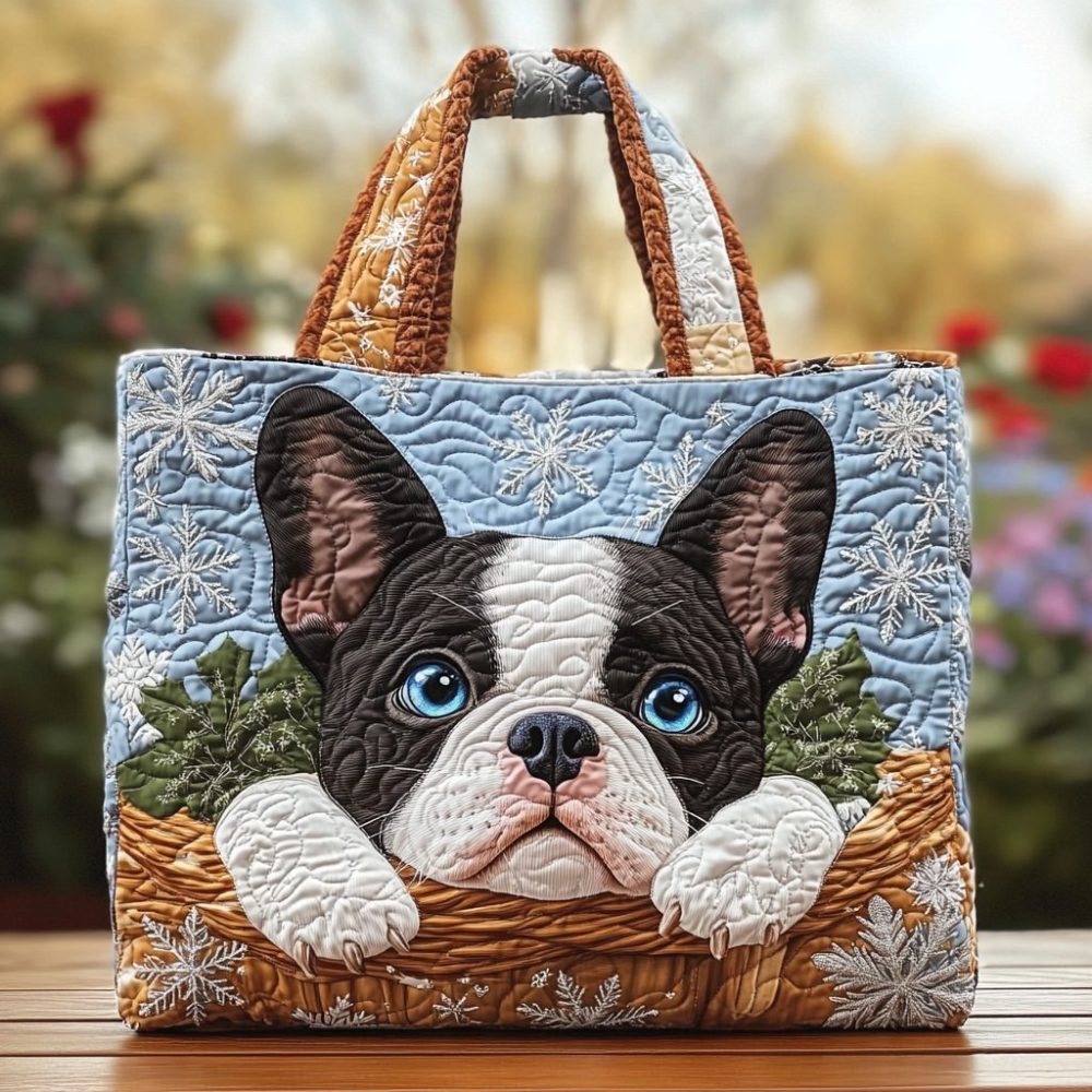Boston Terrier Glow Quilted Tote Bag