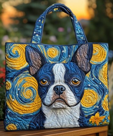 Boston Terrier Love Quilted Tote Bag