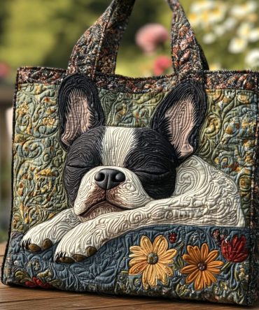 Boston Terrier Quilted Tote Bag