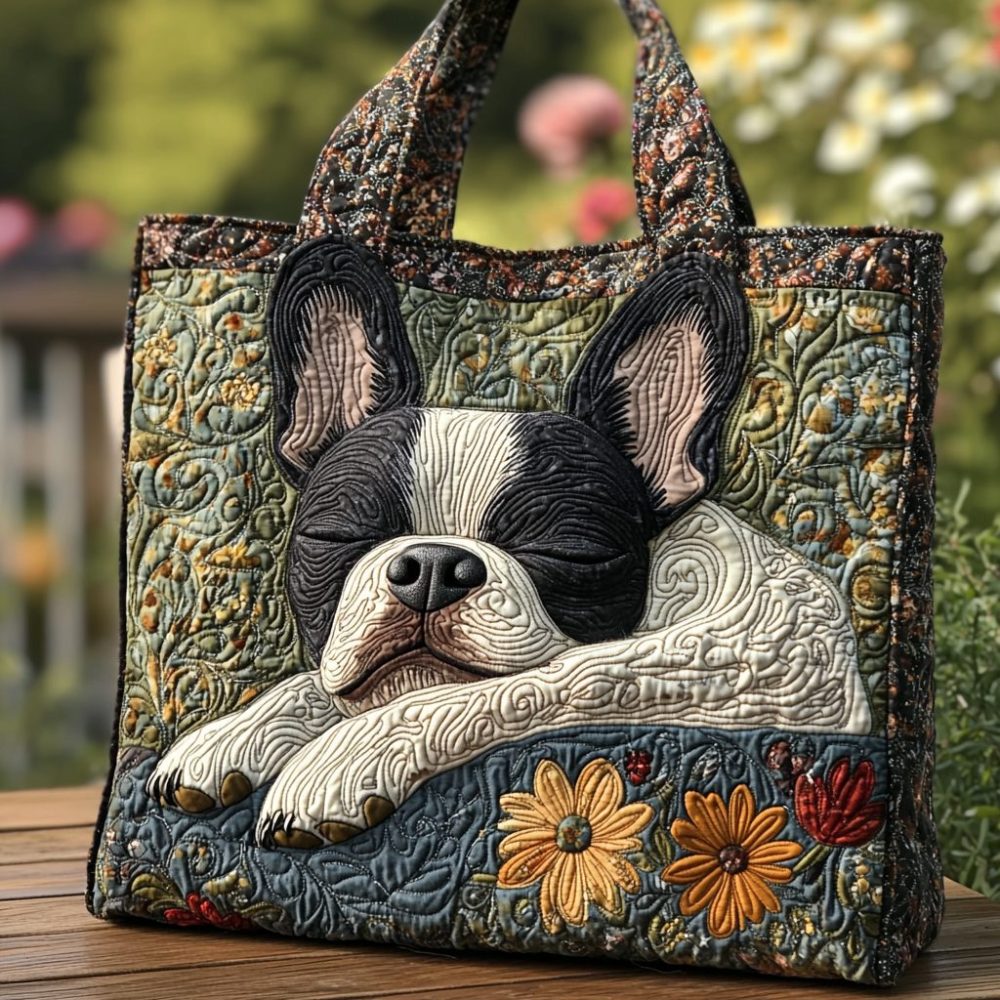 Boston Terrier Quilted Tote Bag