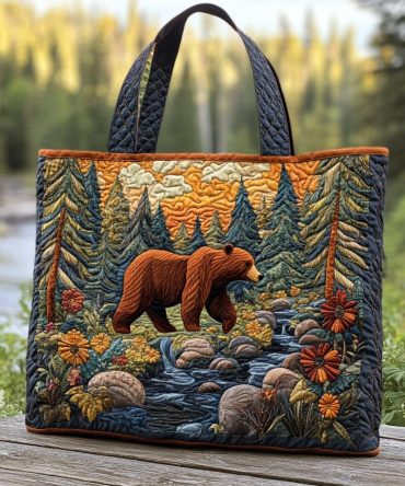 Brave Bear Quilted Tote Bag