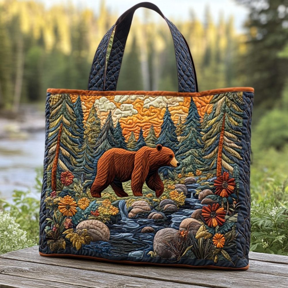 Brave Bear Quilted Tote Bag