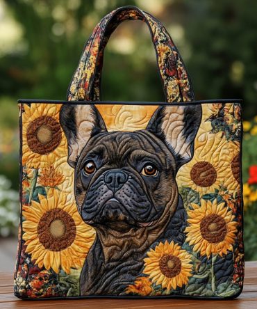 Bulldog Bloom Quilted Tote Bag