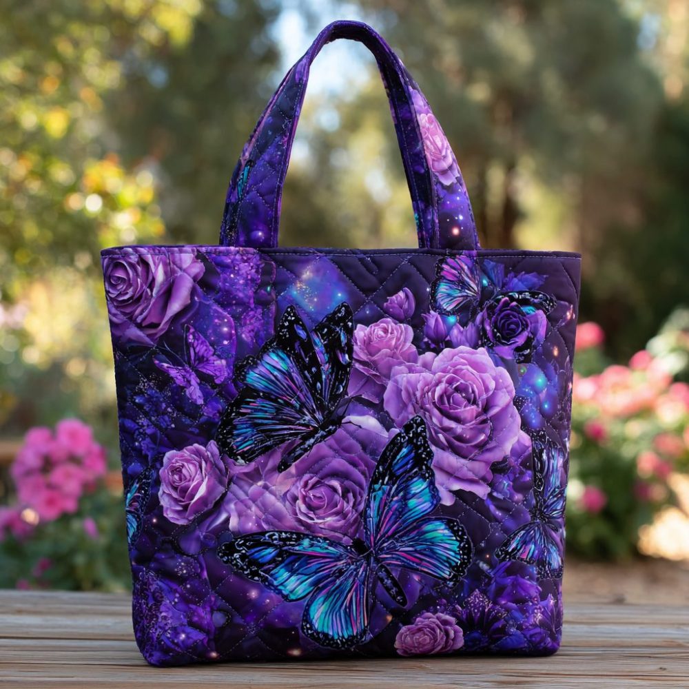 Butterfly Garden Quilted Tote Bag