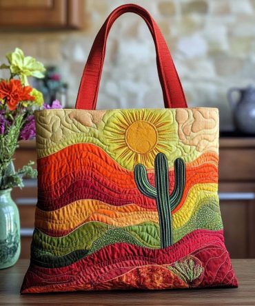 Cactus Garden Bliss Quilted Tote Bag