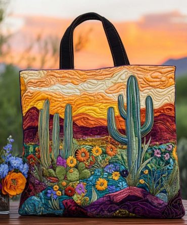 Cactus Heartland Quilted Tote Bag