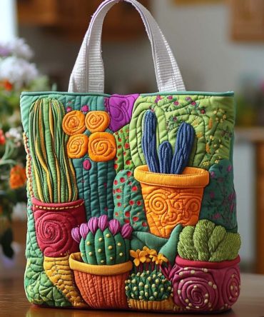 Cactus Morning Sun Quilted Tote Bag