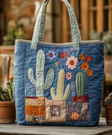 Cactus Muse Quilted Tote Bag