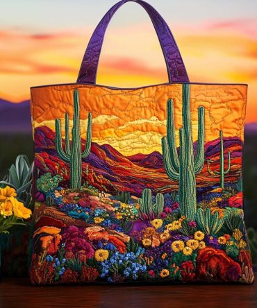 Cactus Oasis Quilted Tote Bag