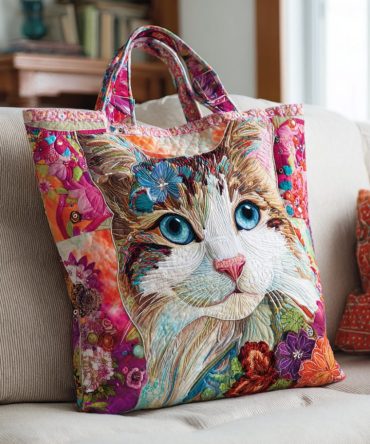 Calico Cat Bloom Quilted Tote Bag