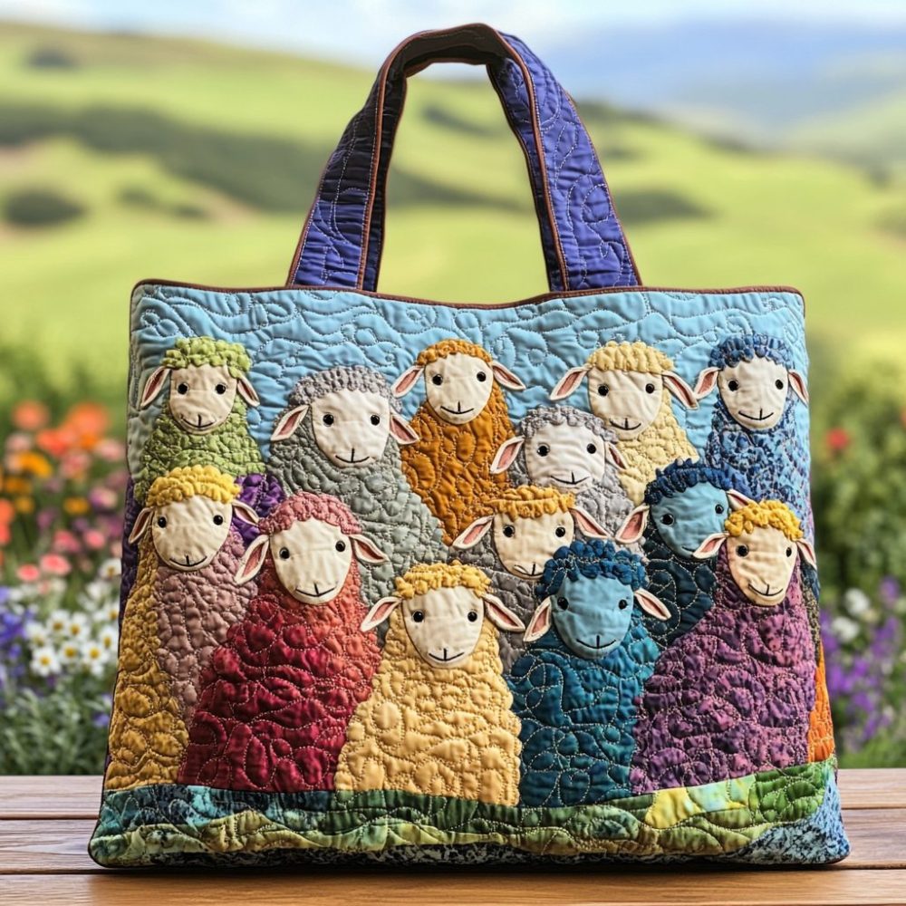 Calm Sheep Quilted Tote Bag
