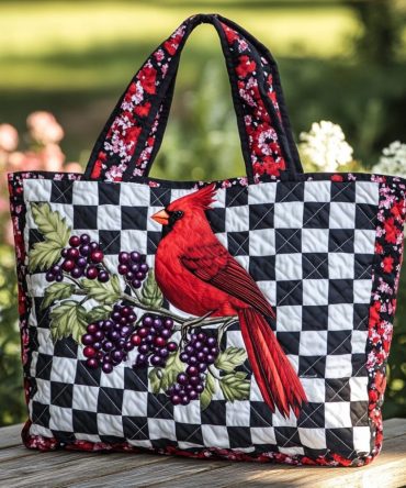 Cardinal Moments Quilted Tote Bag