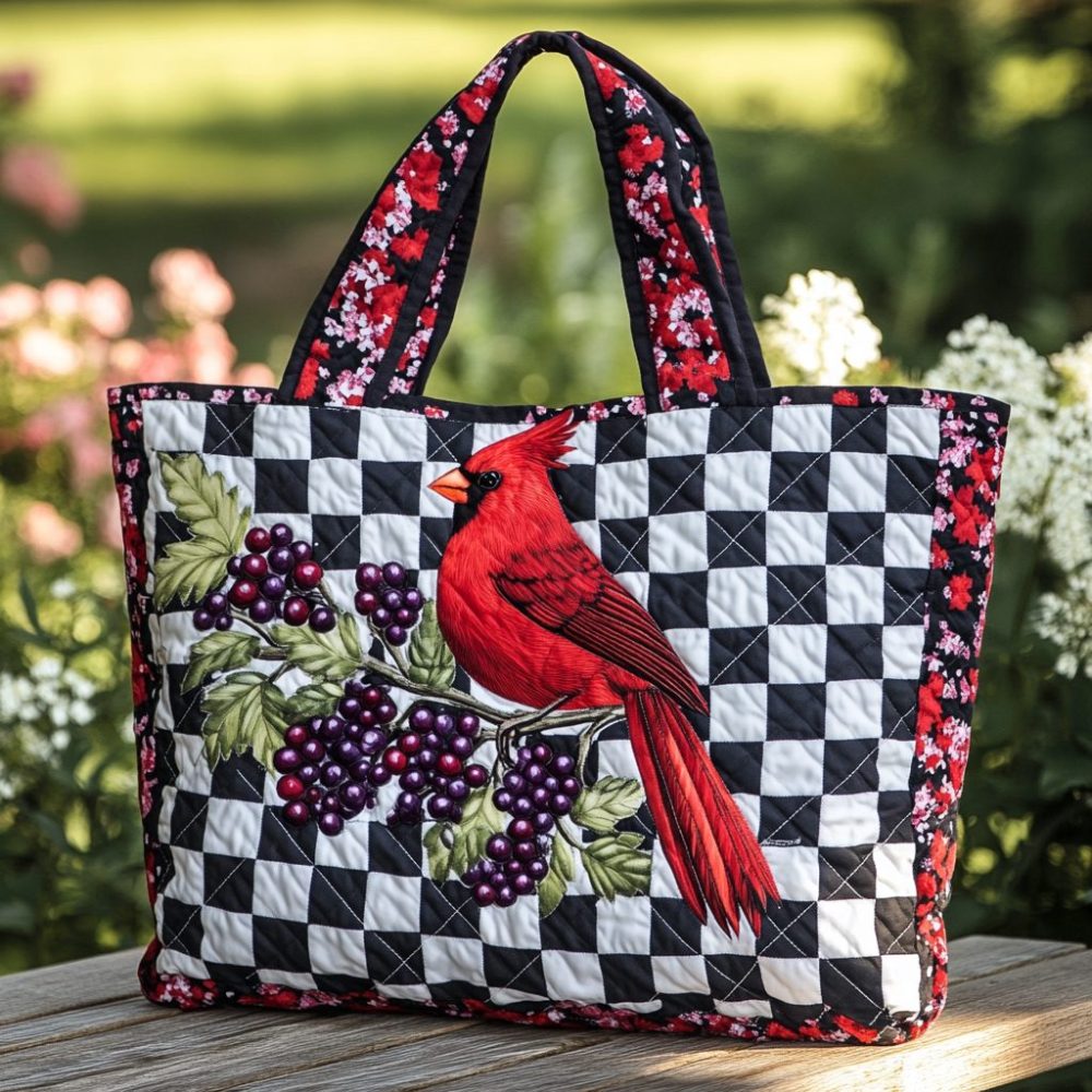 Cardinal Moments Quilted Tote Bag