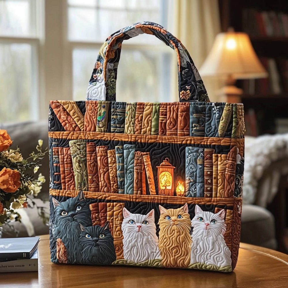 Cat Chronicles Quilted Tote Bag
