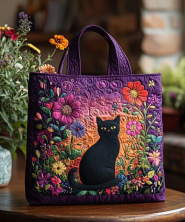 Catnip Nights Quilted Tote Bag
