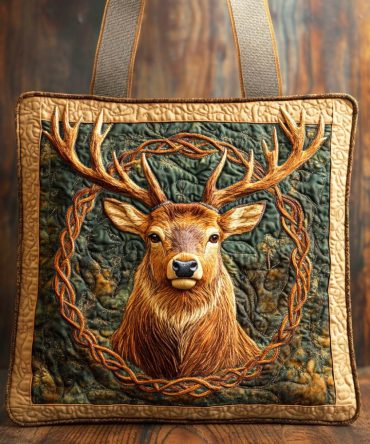 Celtic Deer Path Quilted Tote Bag