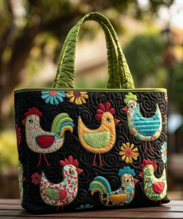 Cheerful Chooks Farm Quilted Tote Bag