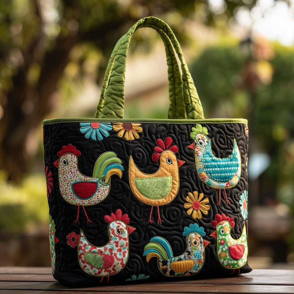 Cheerful Chooks Farm Quilted Tote Bag