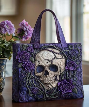 Chic Skull Quilted Tote Bag