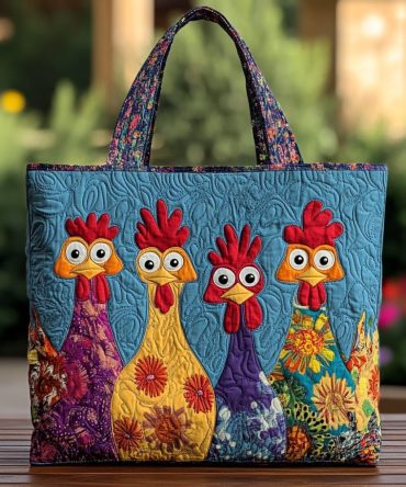Chicken Dream Quilted Tote Bag