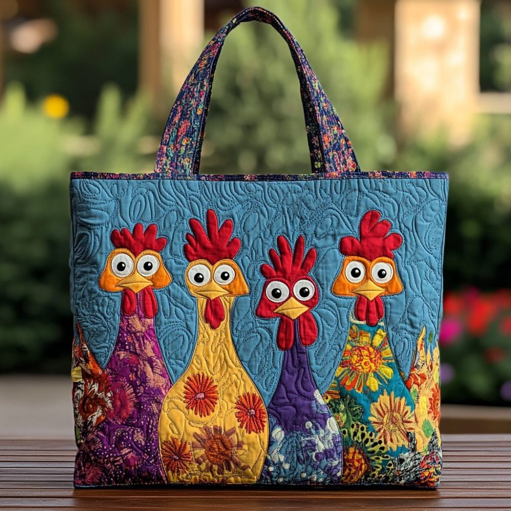 Chicken Dream Quilted Tote Bag