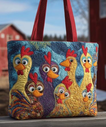 Chicken Patch Party Quilted Tote Bag
