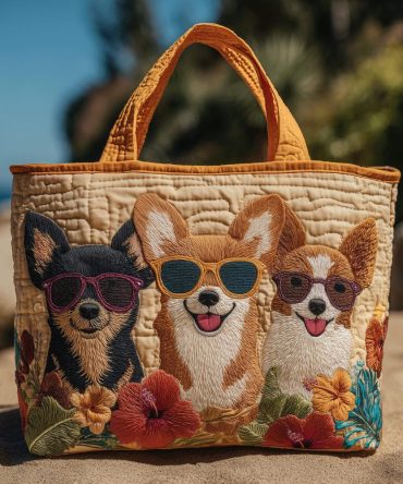 Chihuahua Cool Club Quilted Tote Bag
