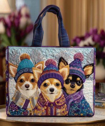 Chihuahua Friends Quilted Tote Bag