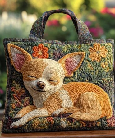 Chihuahua Night Quilted Tote Bag