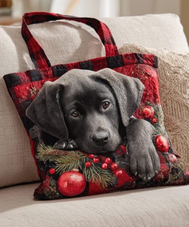Christmas Lab Quilted Tote Bag