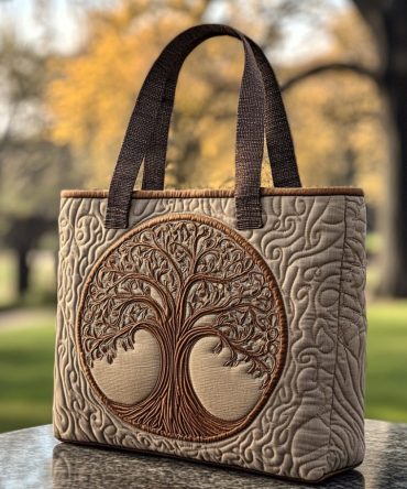 Circle Of Roots Quilted Tote Bag