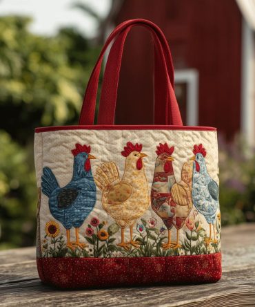 Cluck Club Quilted Tote Bag
