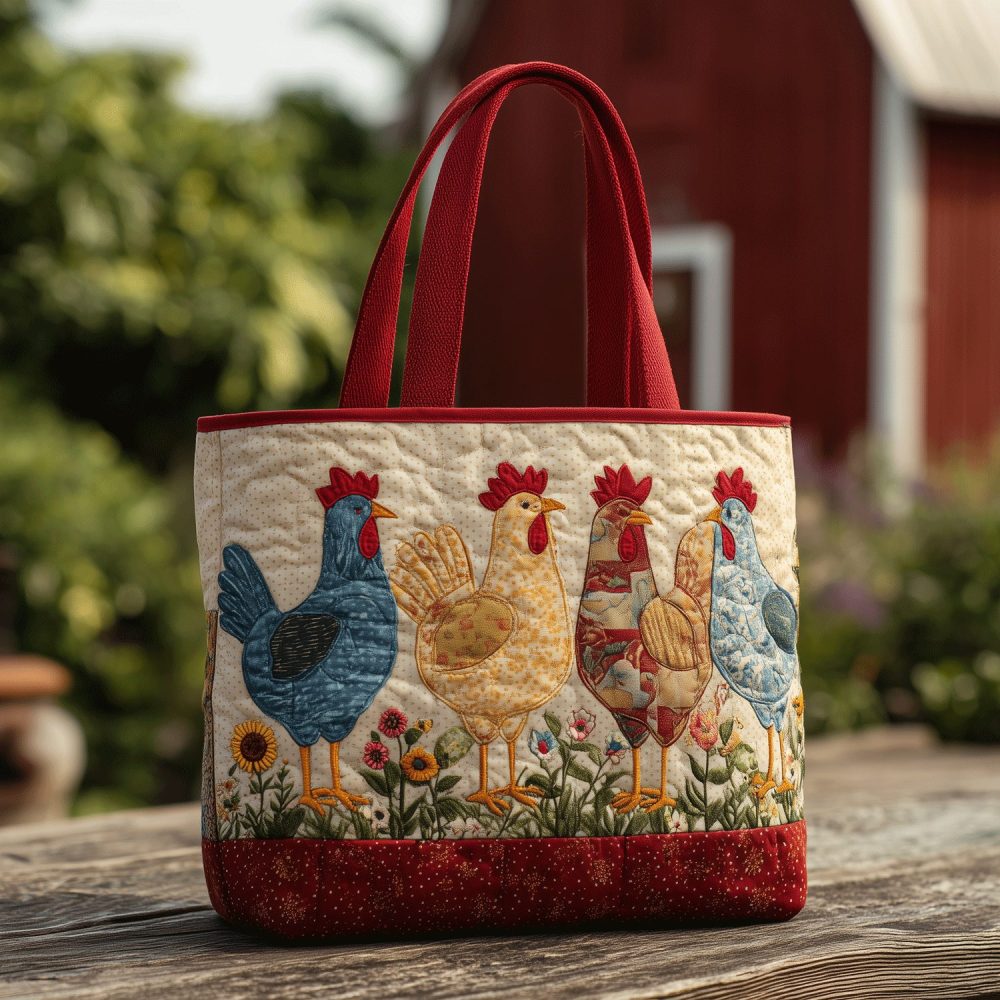 Cluck Club Quilted Tote Bag