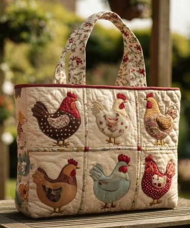 Cluck Couture Quilted Tote Bag