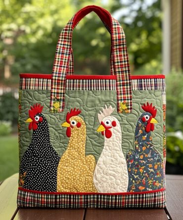 Cluck Crew Quilted Tote Bag