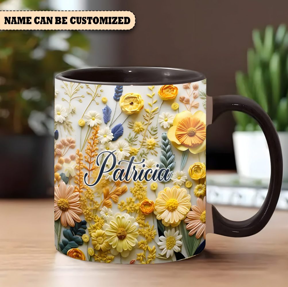 Flowers Mug - Personalized Flowers Accent Mug - Image 2