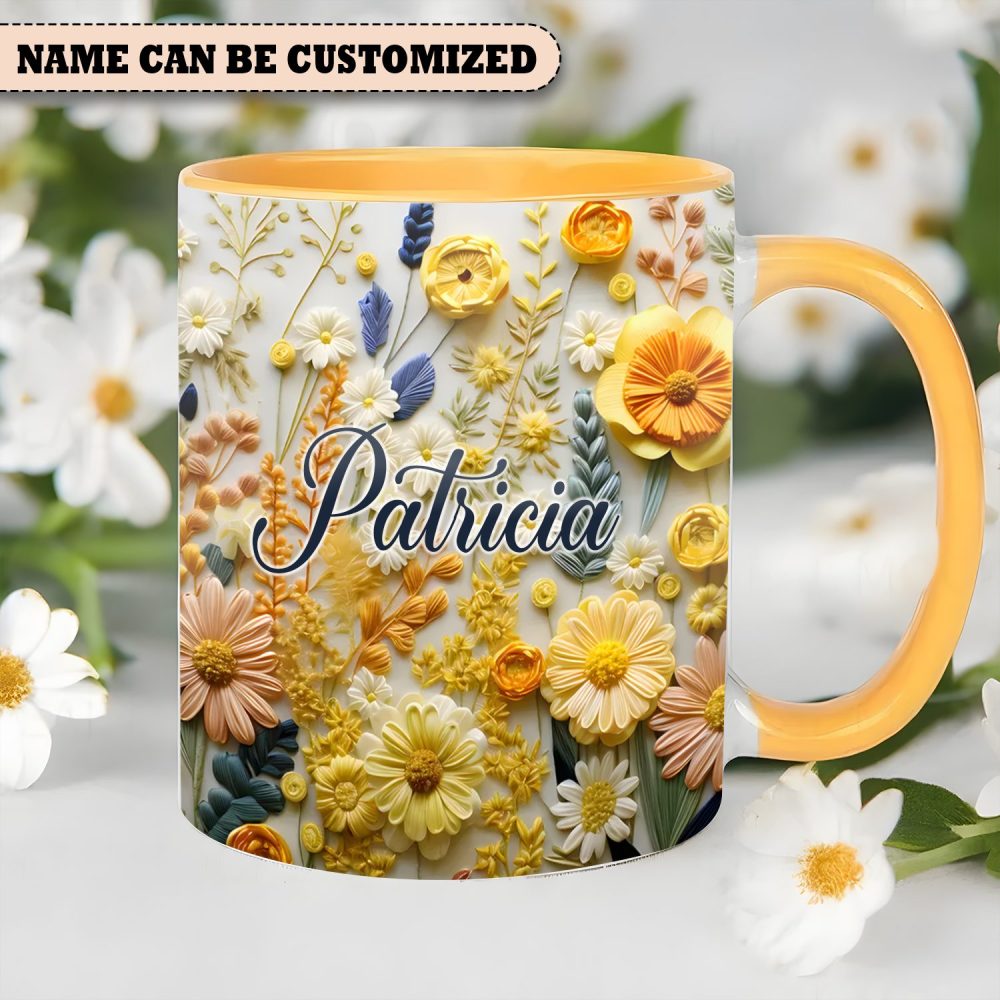 Flowers Mug - Personalized Flowers Accent Mug - Image 3