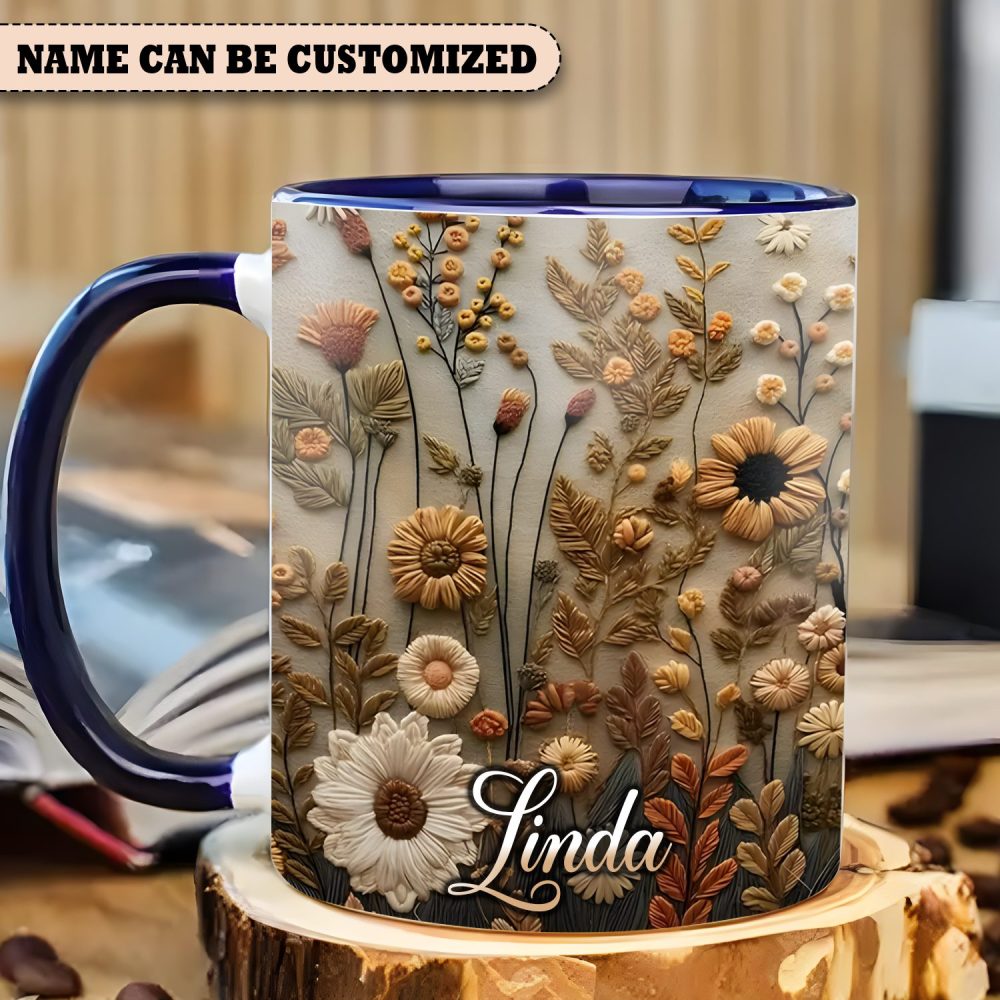 Floral Mug - Personalized Flowers Accent Mug - Image 2