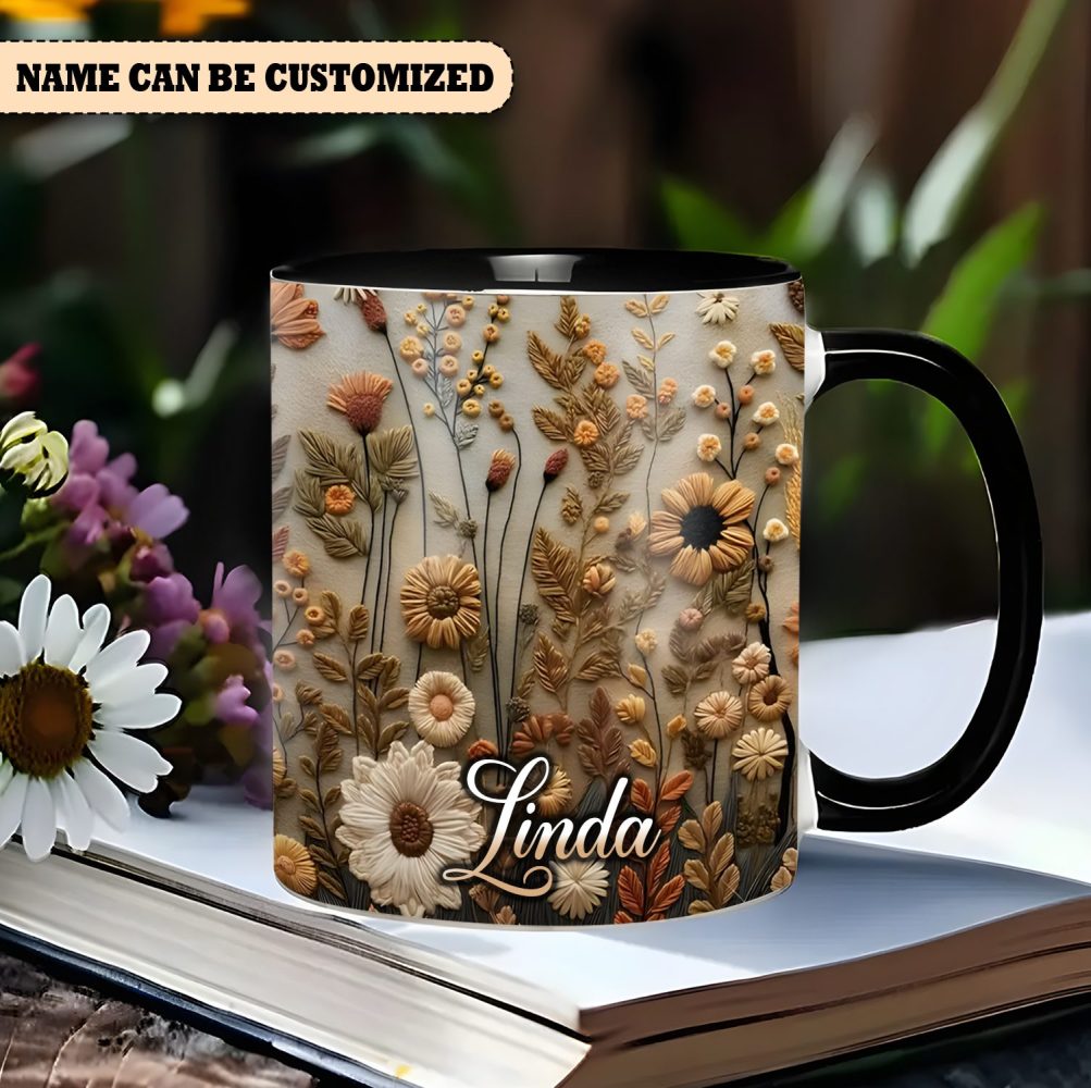 Floral Mug - Personalized Flowers Accent Mug - Image 4