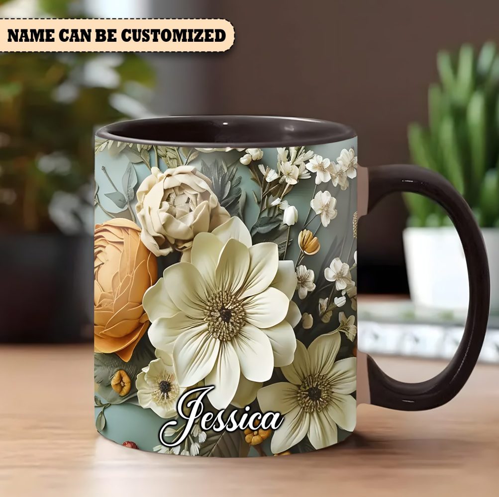 Charming Flowers Mug - Personalized Flowers Accent Mug - Image 3